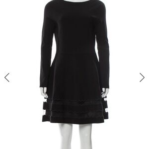 Black Long-Sleeve Fit-and-Flare Dress